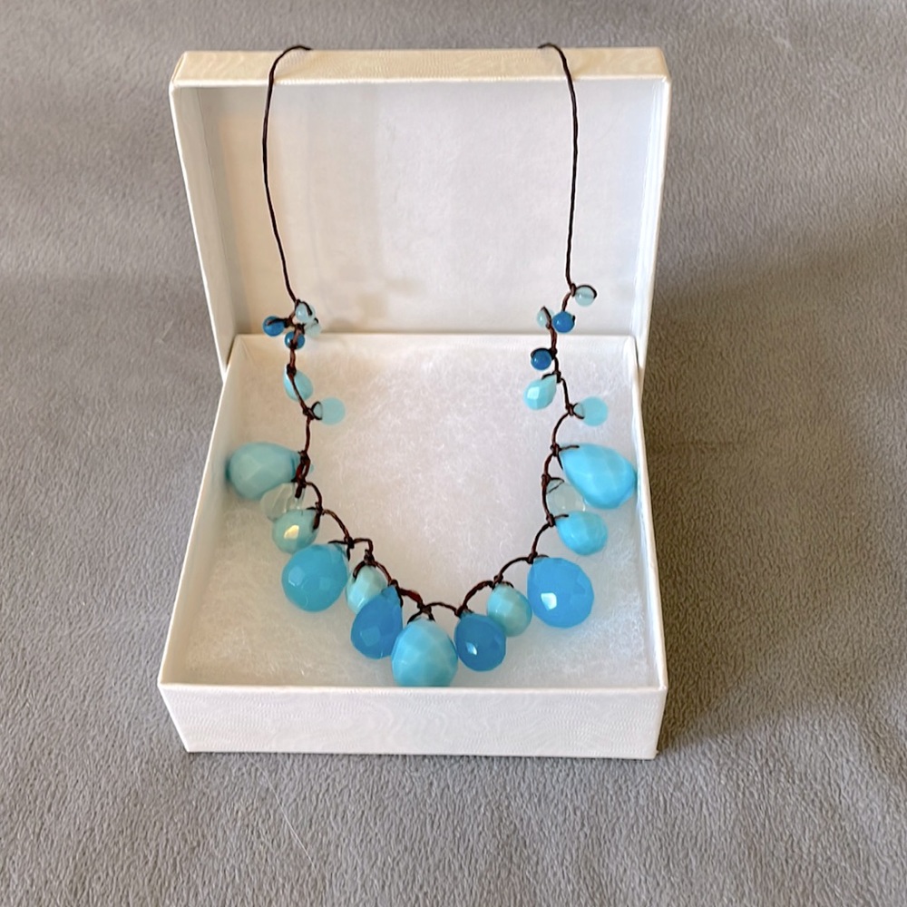 Blue beaded light summer necklace